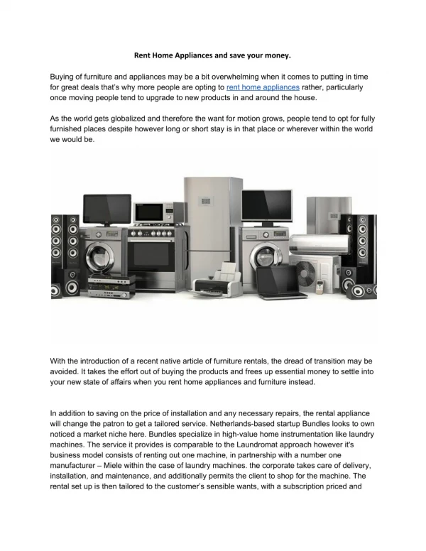 Rent home appliances & save your money