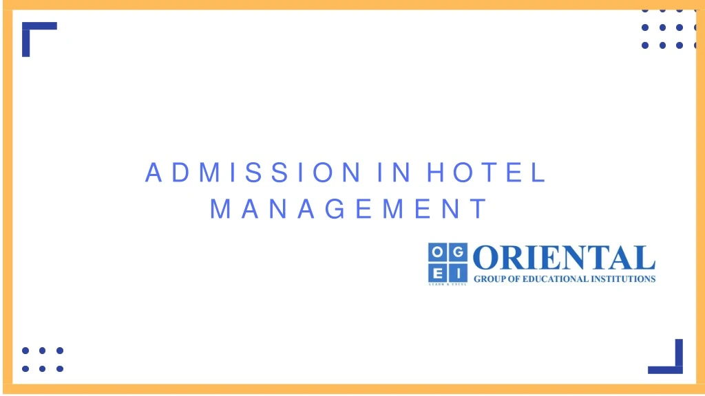 admission in hotel management