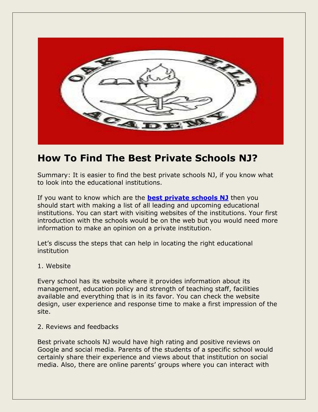 how to find the best private schools nj summary