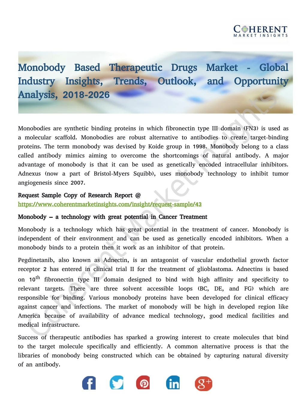 monobody based therapeutic drugs market global