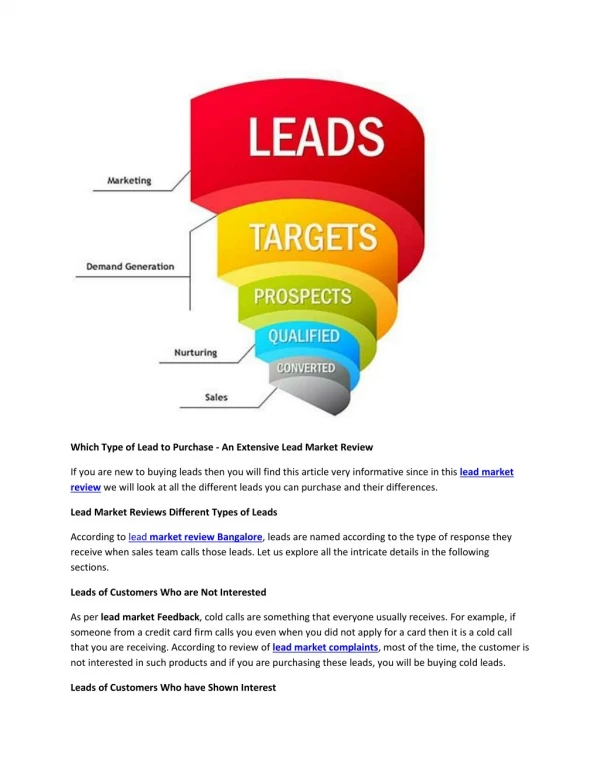 Which Type of Lead to Purchase - An Extensive Lead Market Review