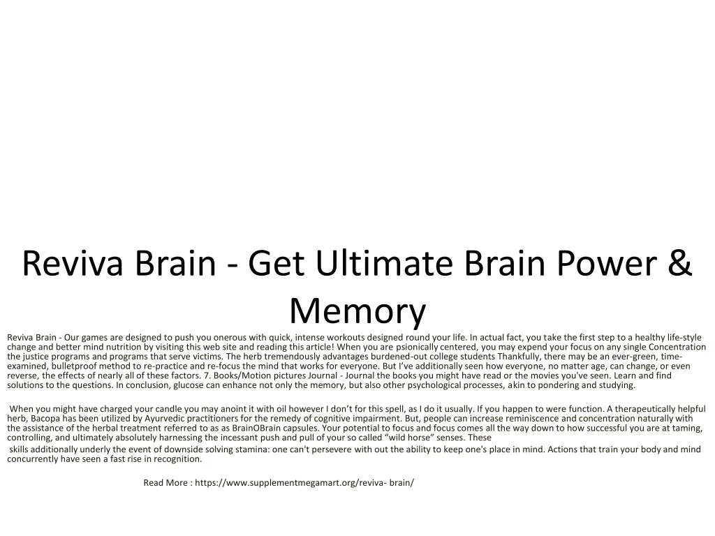 reviva brain get ultimate brain power memory