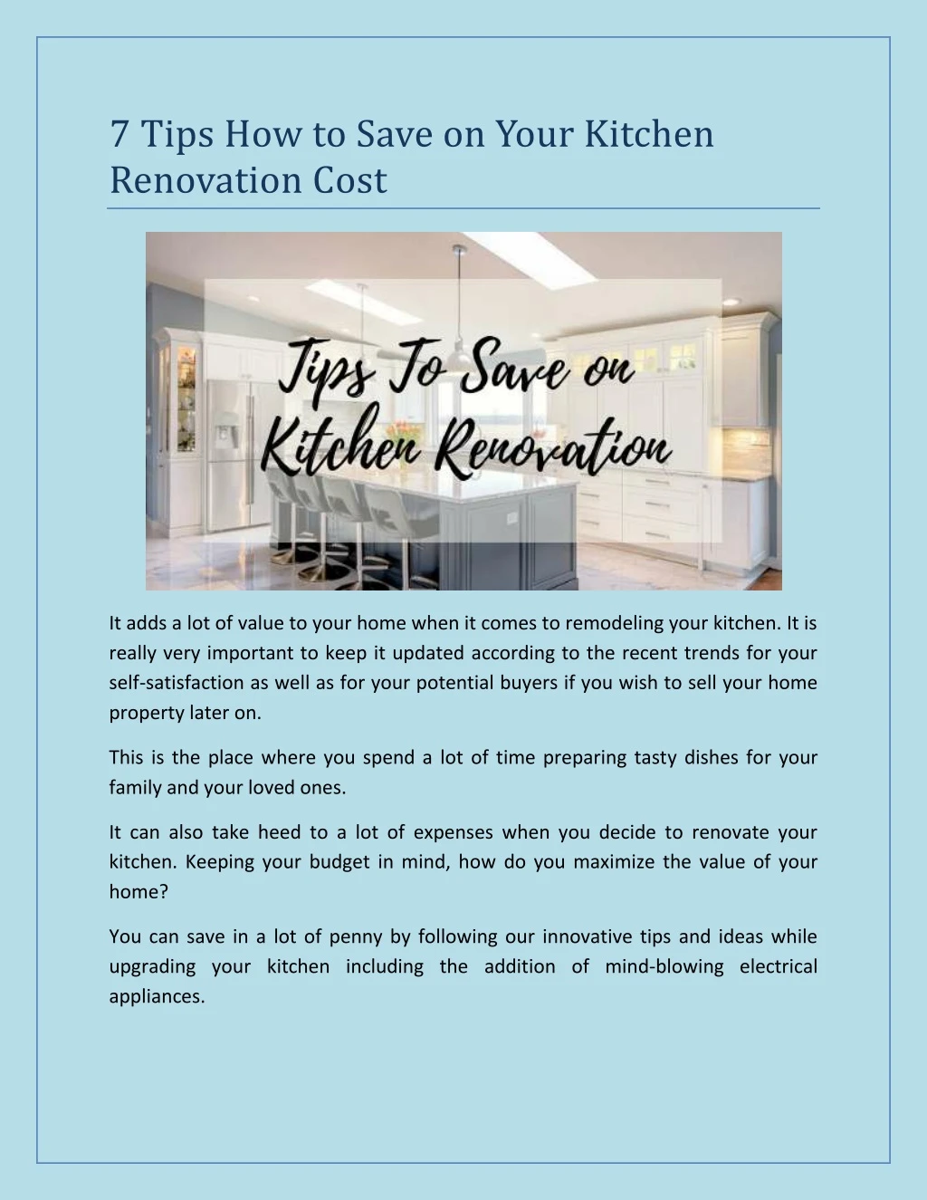 7 tips how to save on your kitchen renovation cost