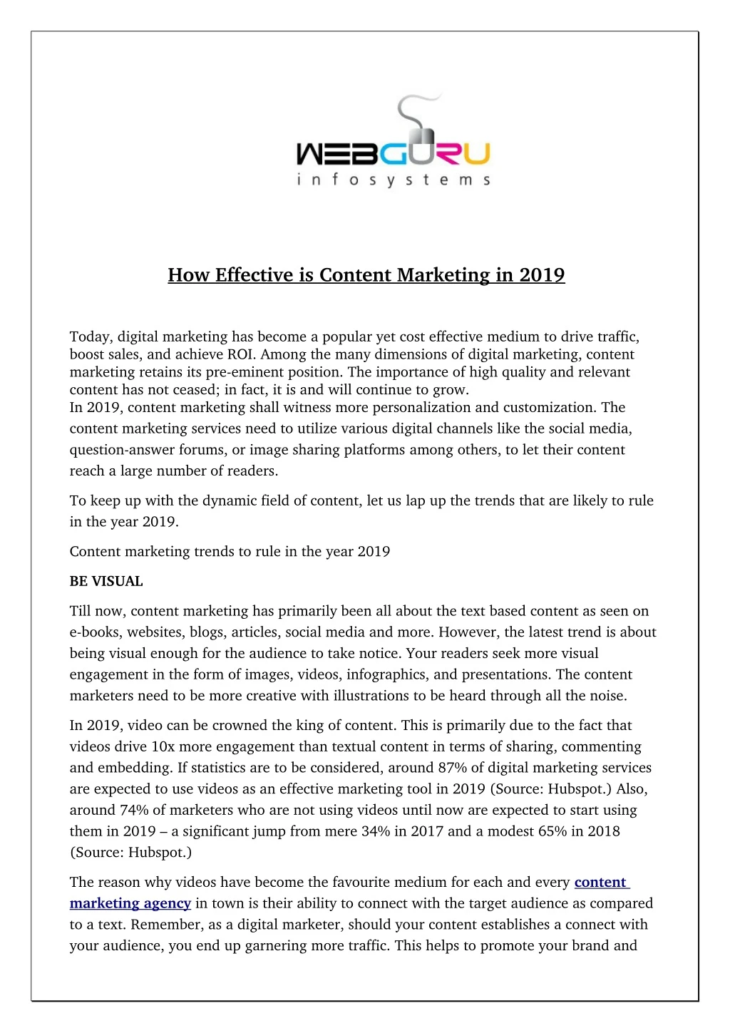 how effective is content marketing in 2019