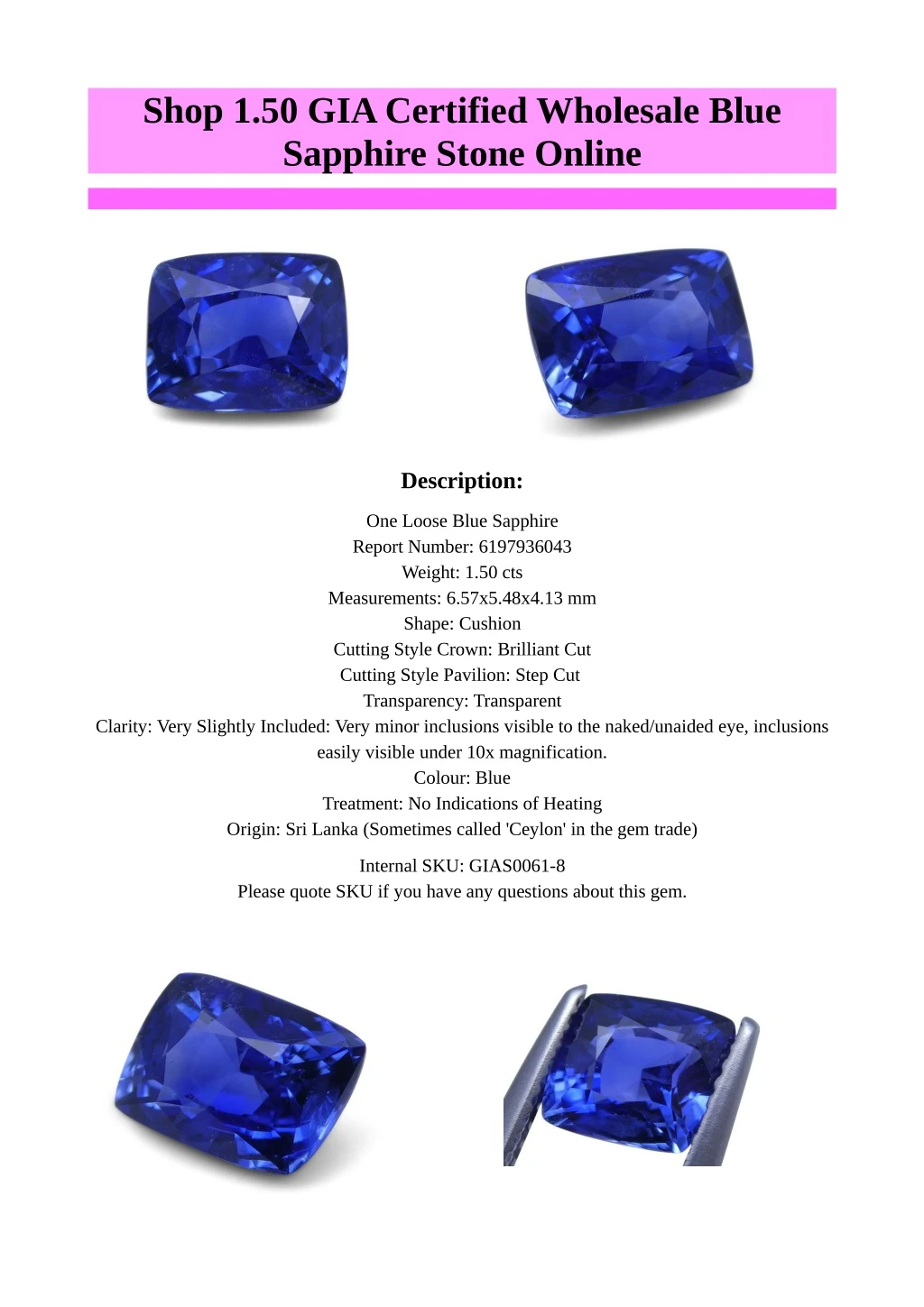 shop 1 50 gia certified wholesale blue sapphire