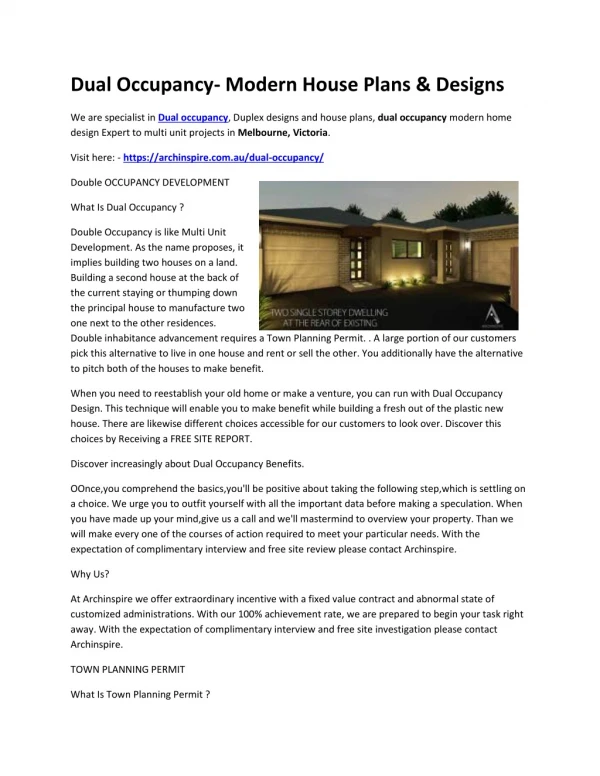 Dual Occupancy- Modern House Plans & Designs