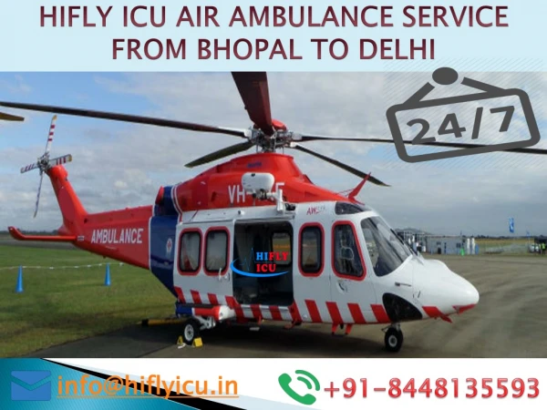 Get Book Trustworthy Air Ambulance Service from Bhopal to Delhi