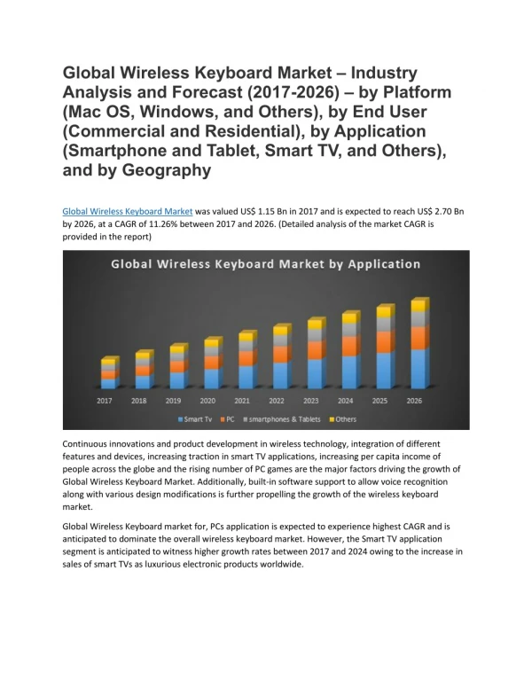Global Wireless Keyboard Market – Industry Analysis and Forecast (2017-2026)