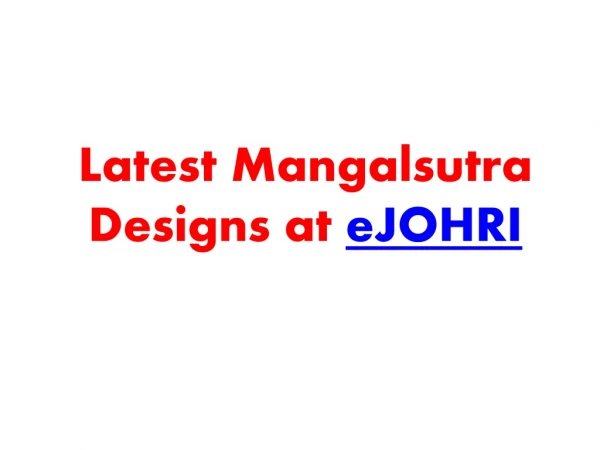 Mangalsutra Online For Women at Ejohri.com
