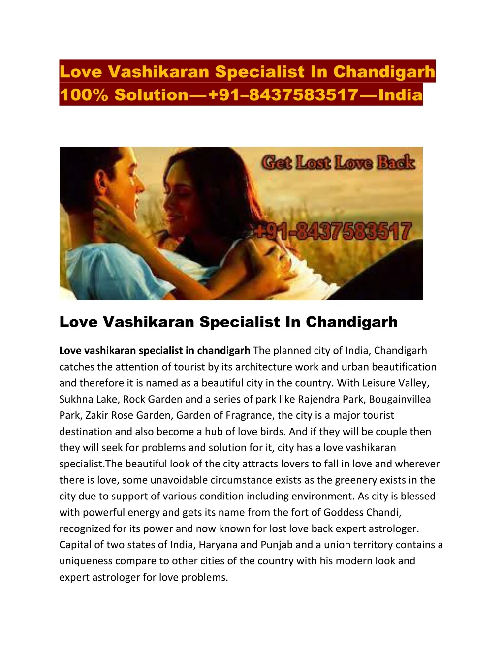 love vashikaran specialist in chandigarh