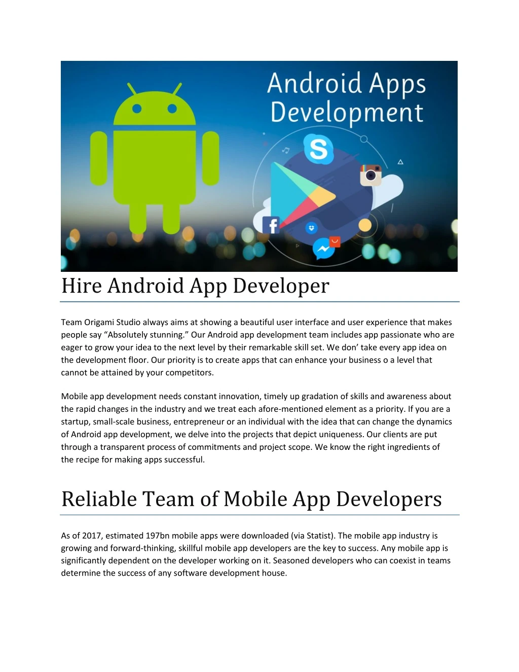 hire android app developer team origami studio