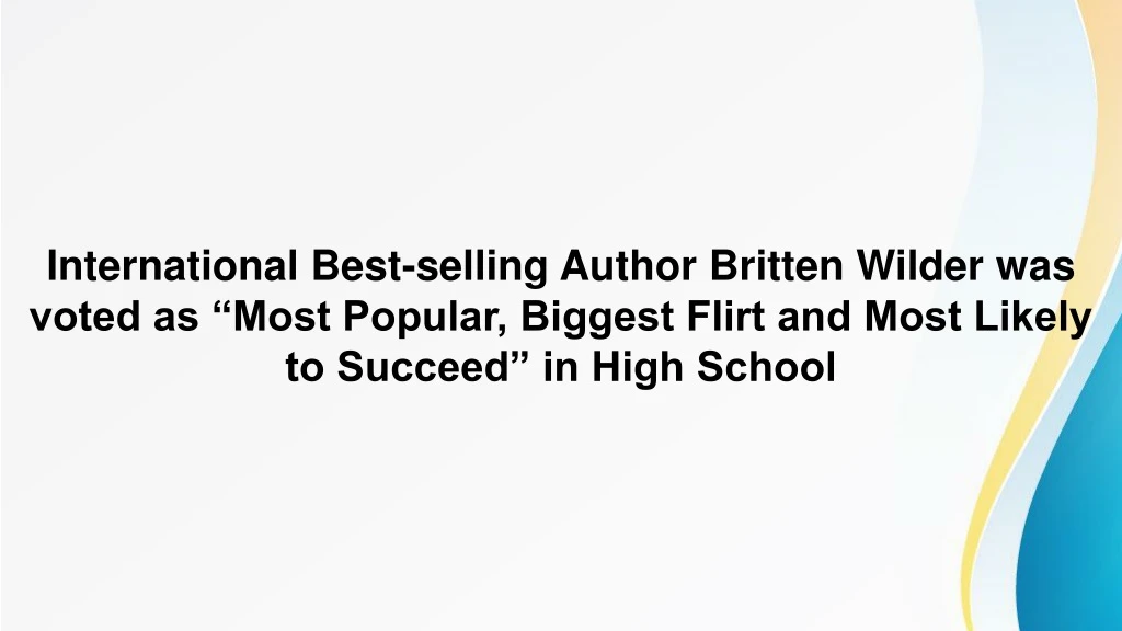 international best selling author britten wilder