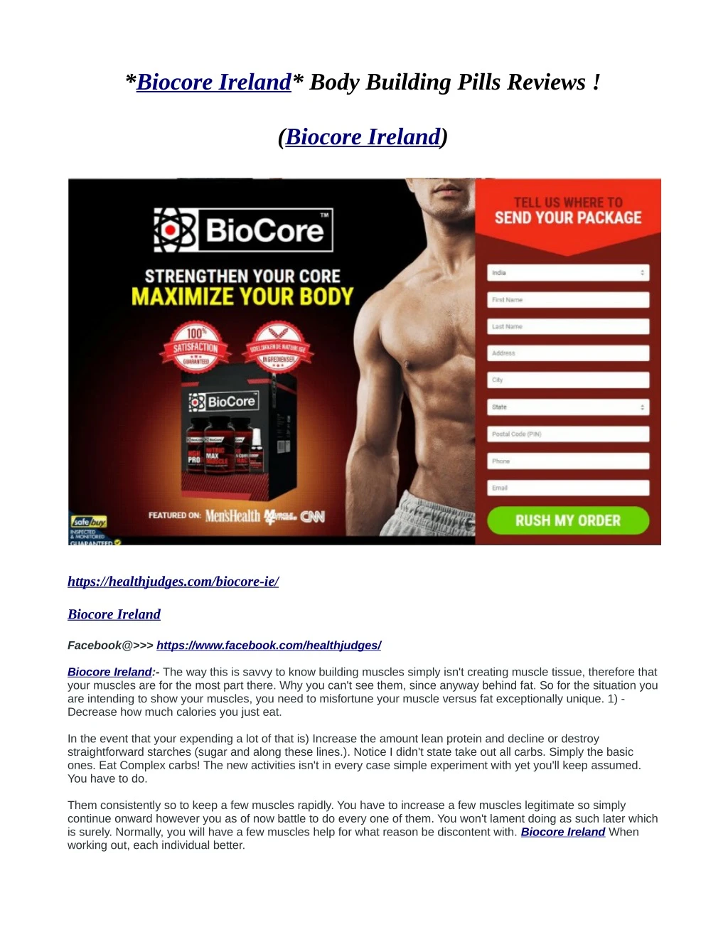 biocore ireland body building pills reviews
