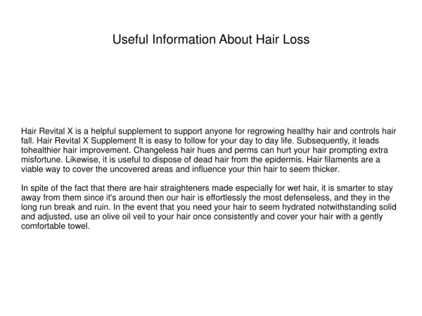 Useful Information About Hair Loss