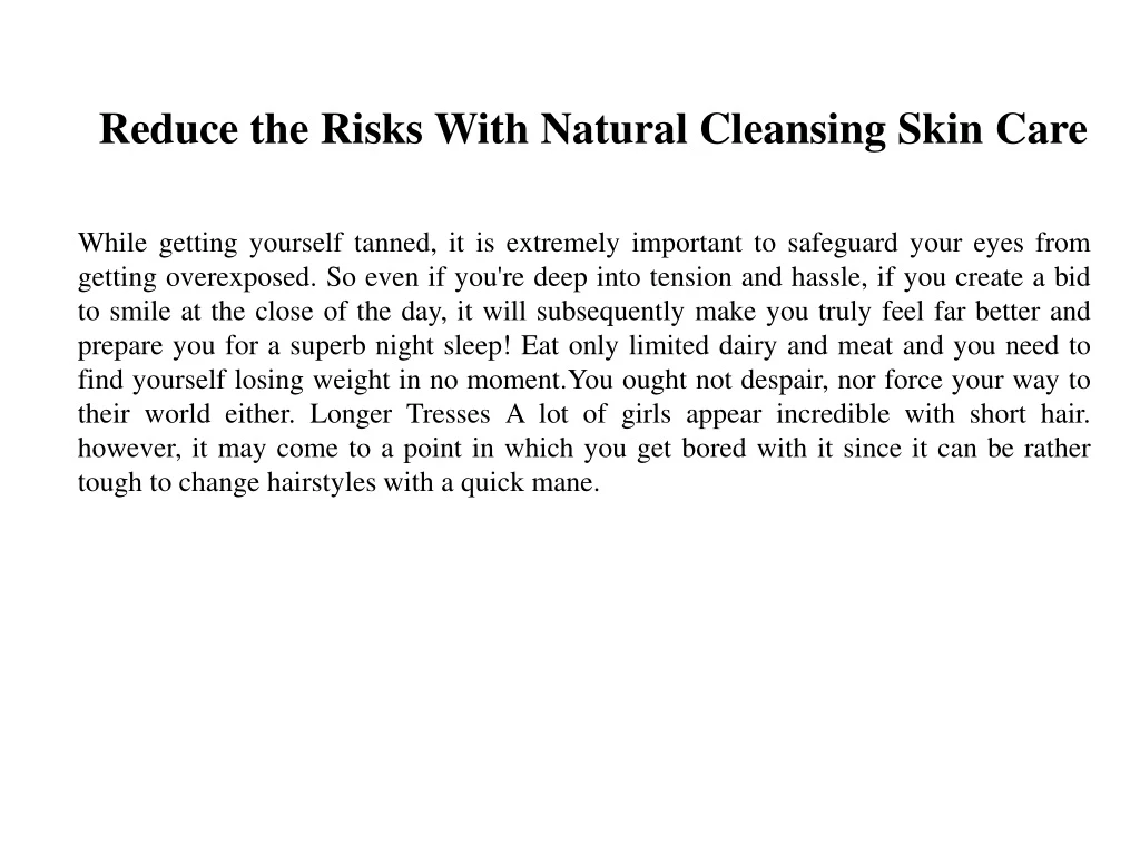 reduce the risks with natural cleansing skin care
