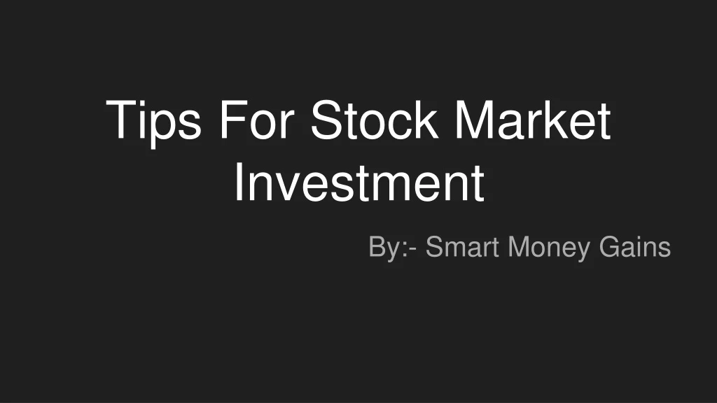 tips for stock market investment