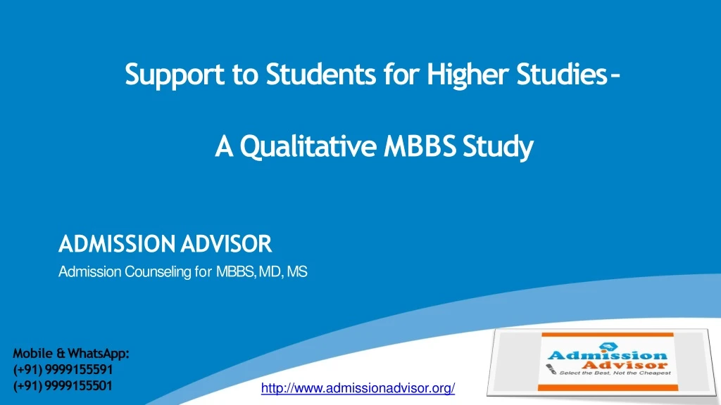 support to students for higher studies