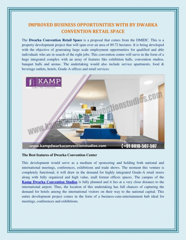 IMPROVED BUSINESS OPPORTUNITIES WITH BY DWARKA CONVENTION RETAIL SPACE