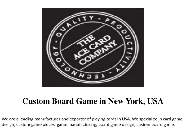 Custom Board Game in New York, USA