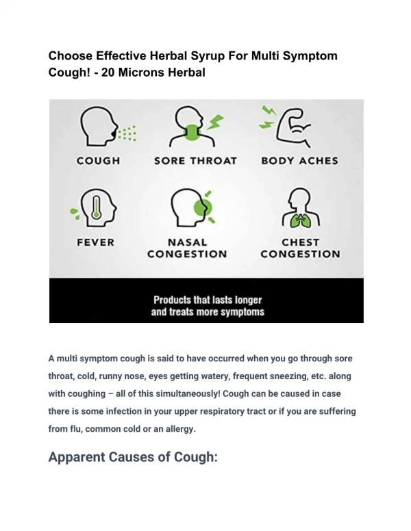 Choose Effective Herbal Syrup For Multi Symptom Cough! - 20 Microns Herbal
