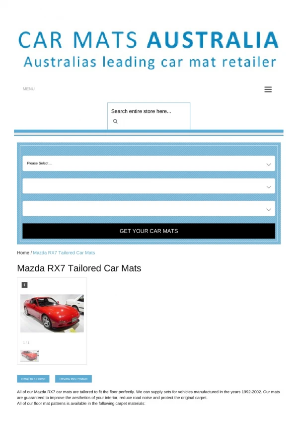Tailored Mazda RX7 Car Mats – Custom Car Mats | Rubber Car Mats