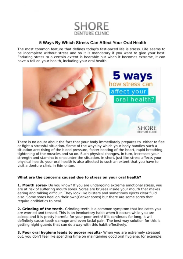 5 Ways By Which Stress Can Affect Your Oral Health