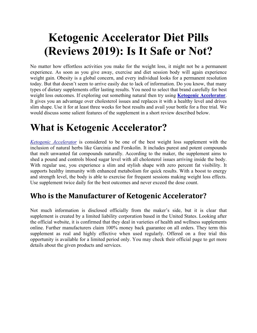 ketogenic accelerator diet pills reviews 2019