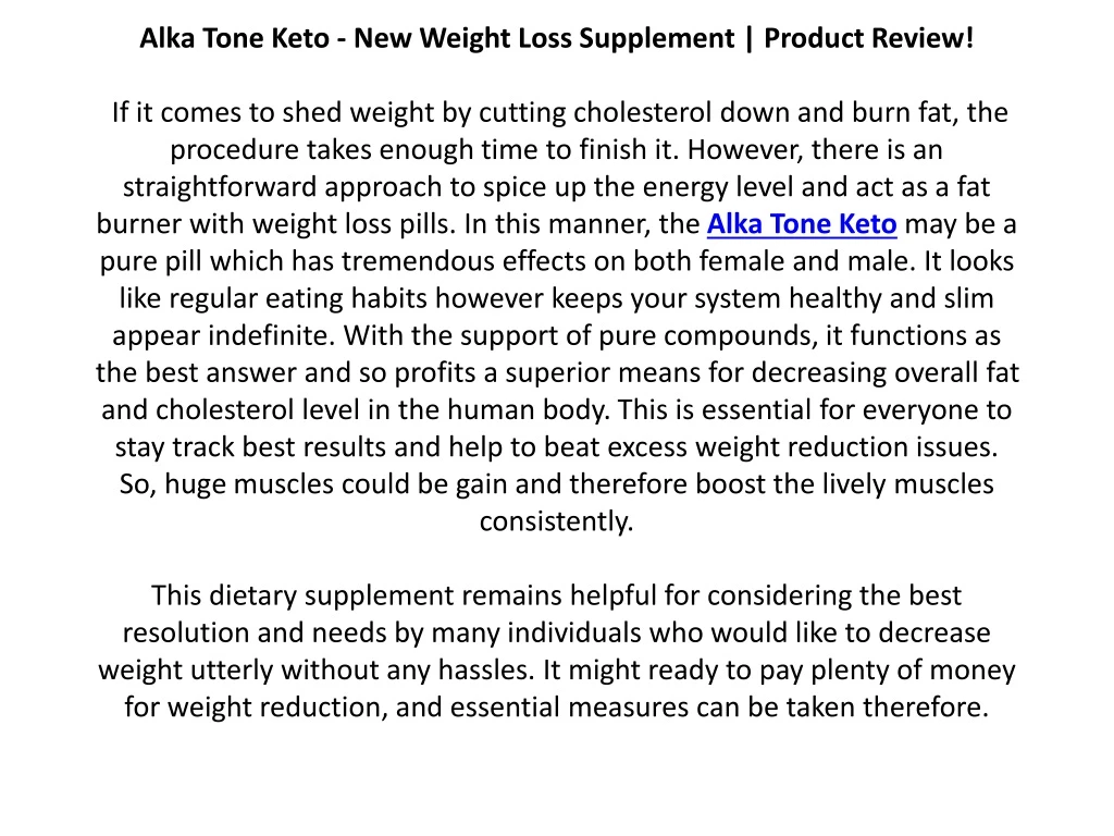 alka tone keto new weight loss supplement product