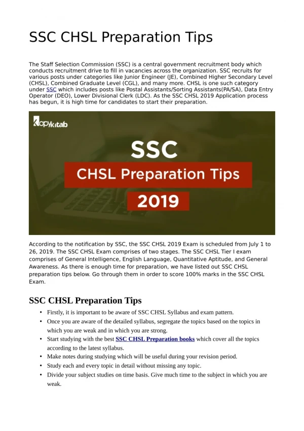 SSC CHSl Books Online
