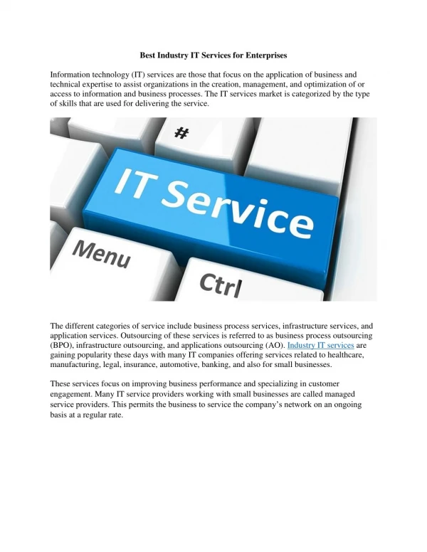 Best Industry IT Services for enterprises