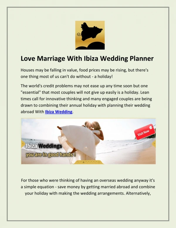 Love Marriage With Ibiza Wedding Planner
