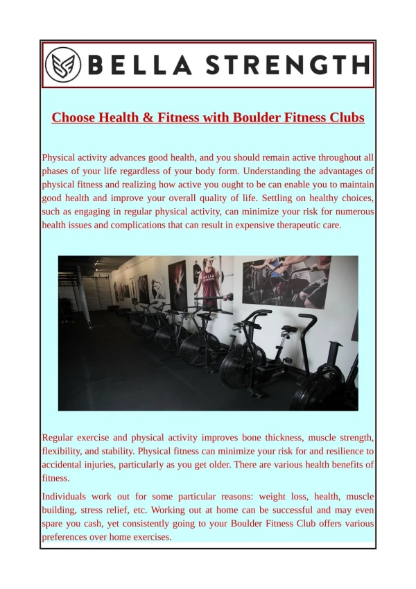 Choose Health & Fitness with Boulder Fitness Clubs