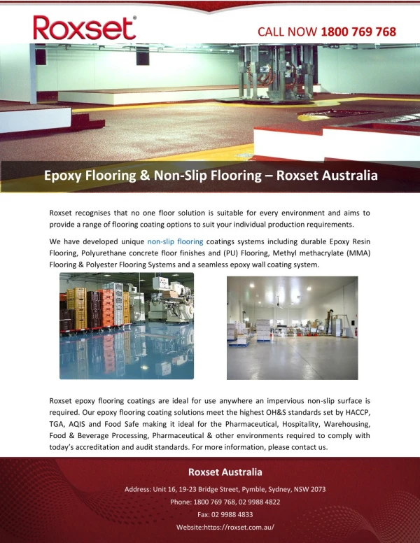 Epoxy Flooring & Non-Slip Flooring – Roxset Australia