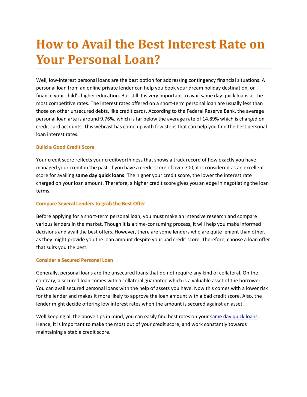 how to avail the best interest rate on your