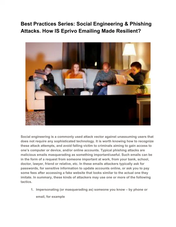 Social Engineering & Phishing Attacks. How IS Eprivo Emailing Made Resilient?