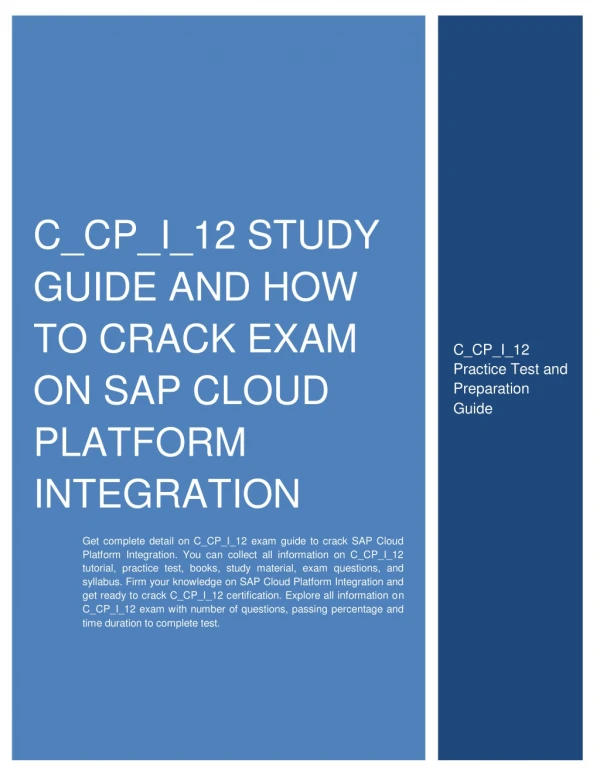 C_CP_I_12 Study Guide and How to Crack Exam on SAP Cloud Platform Integration