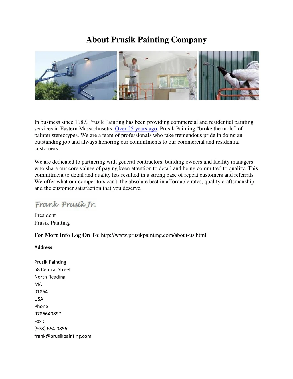 about prusik painting company