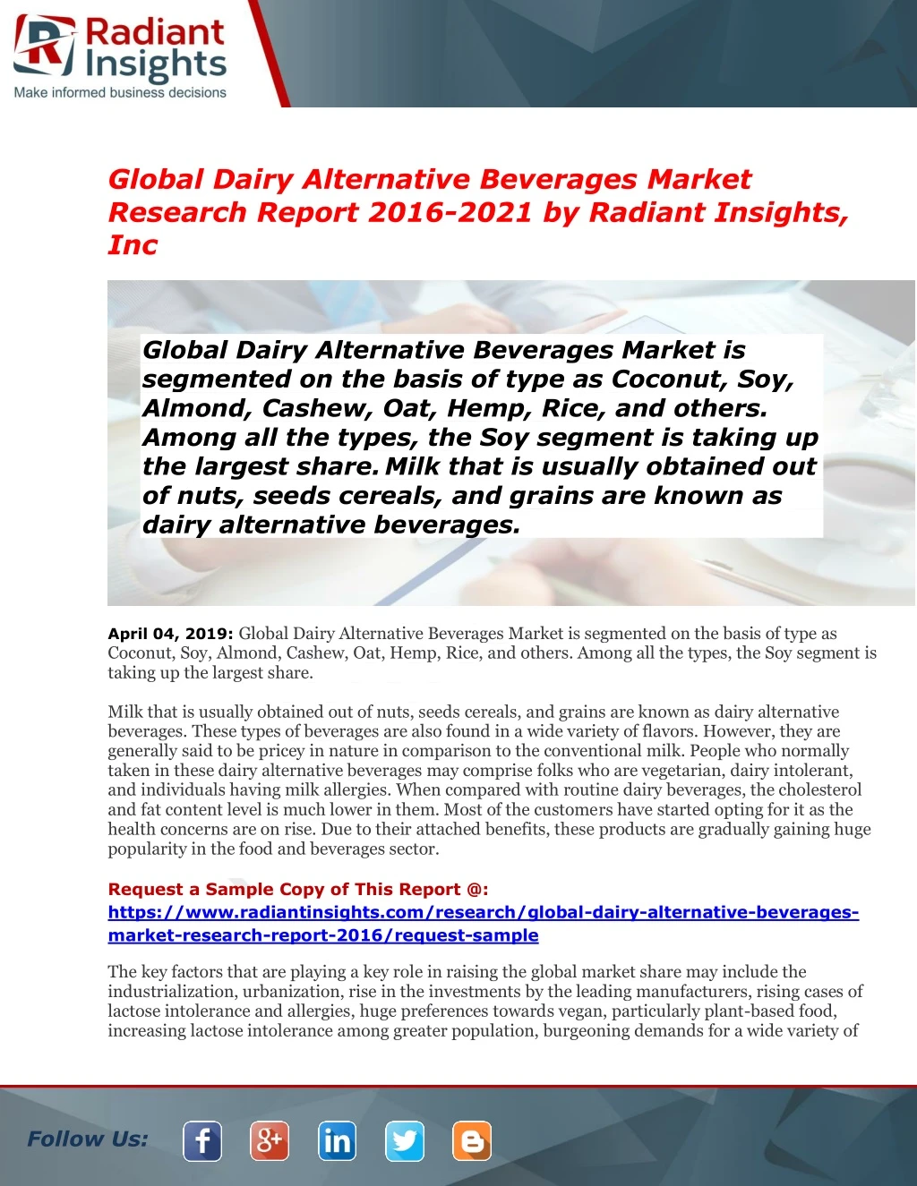 global dairy alternative beverages market