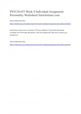 PSYCH 655 Week 4 Individual Assignment Personality Worksheet//tutorfortune.com - slide 1