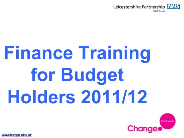 Finance Training for Budget Holders 2011