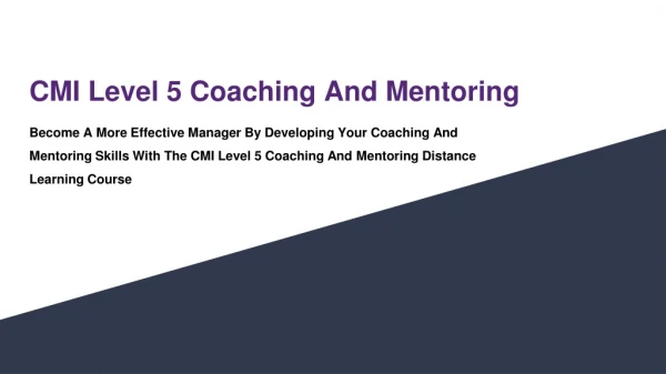 CMI Level 5 Coaching And Mentoring