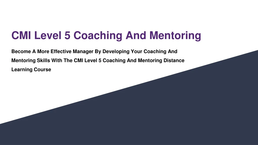 cmi level 5 coaching and mentoring