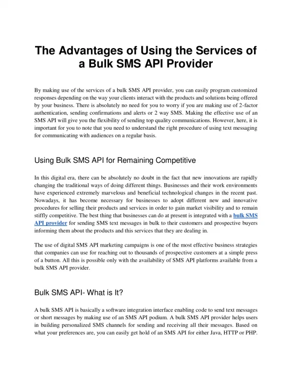 Bulk SMS API Provider and the Right Way of Using Services