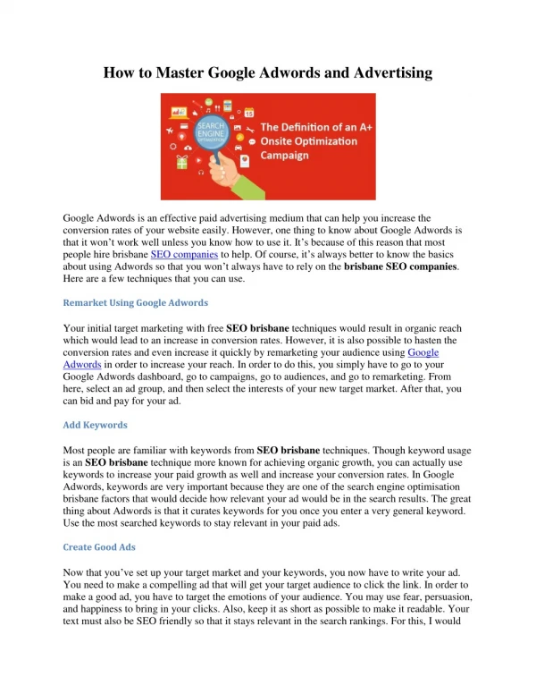 How to Master Google Adwords and Advertising