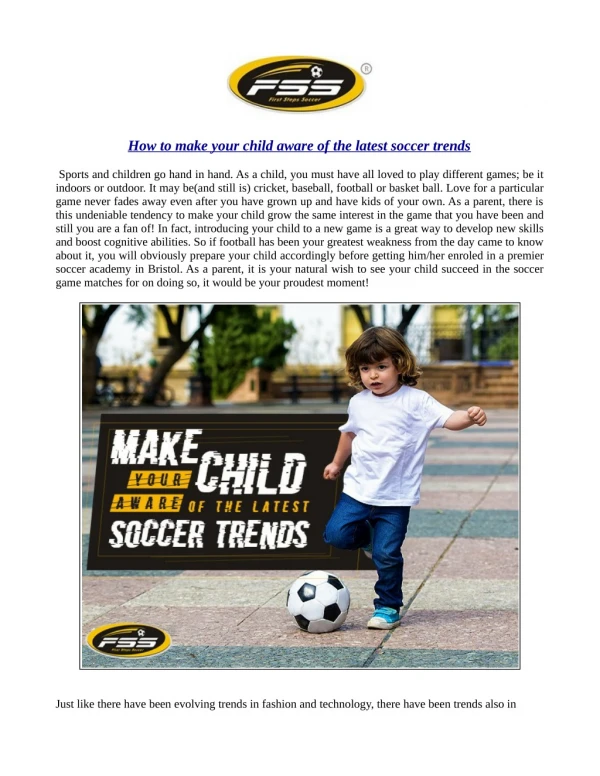How to make your child aware of the latest soccer trends