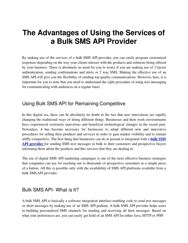 Bulk SMS API Provider and the Right Way of Using Services