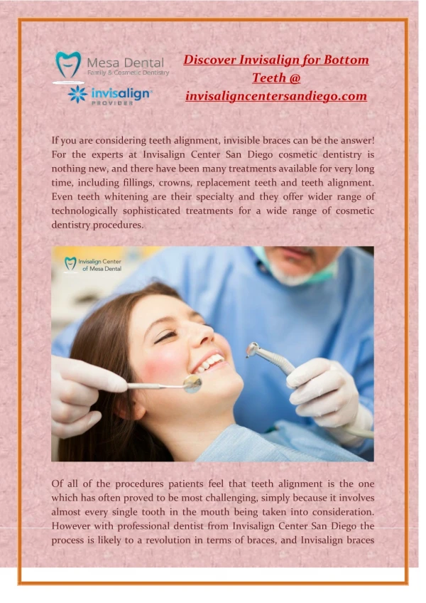 Discover Invisalign for Bottom Teeth @ invisaligncentersandiego.com