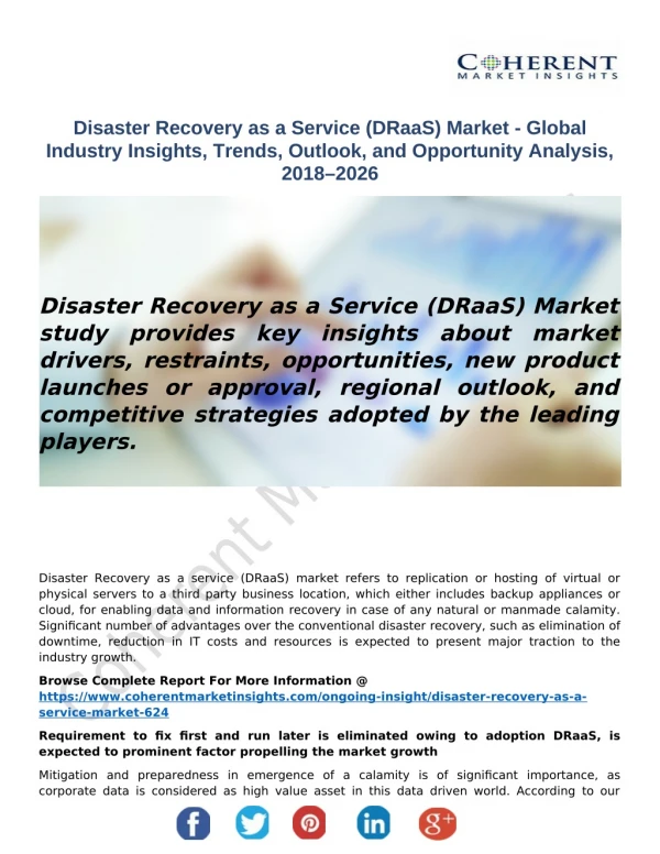 Disaster Recovery as a Service (DRaaS) Market
