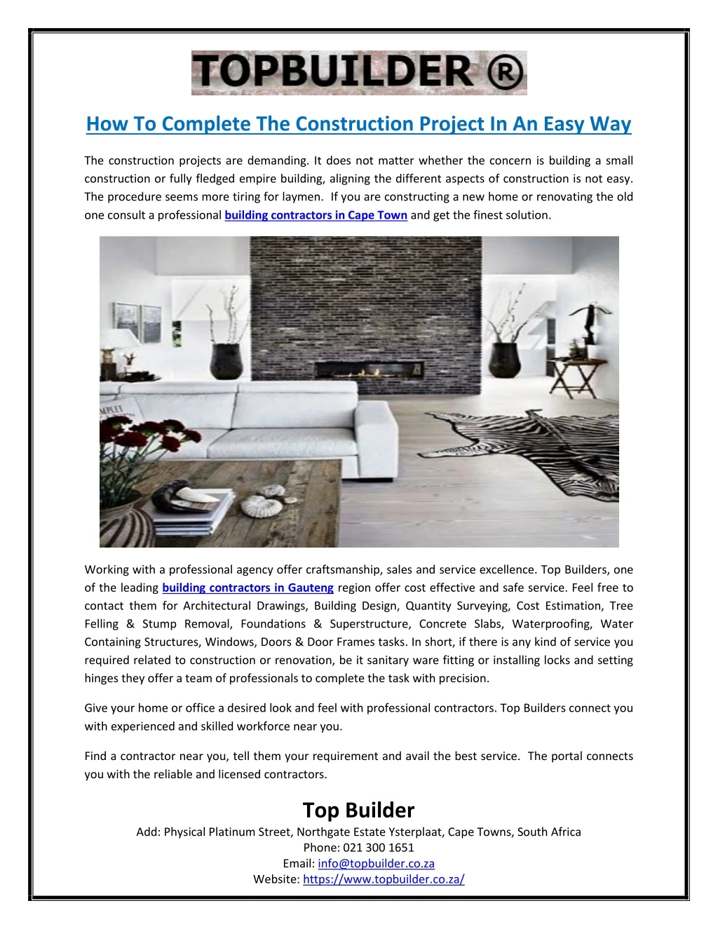how to complete the construction project