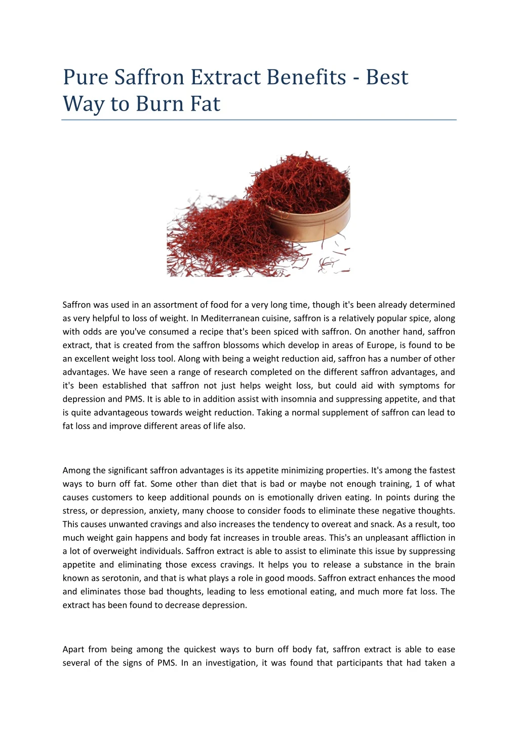 pure saffron extract benefits best way to burn fat